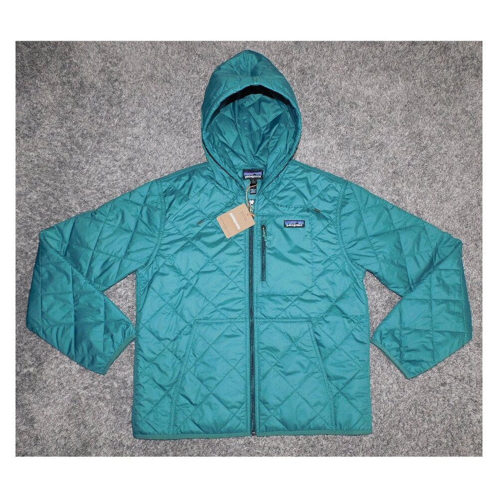 Patagonia Diamond Quilted Bomber Hoody Jacket In Wetland Blue NEW Size M 20695